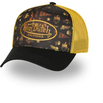 Boné trucker preto e amarelo SUBL07 da Von Dutch
