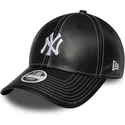 bone-curvo-preto-ajustavel-para-mulheres-9forty-topstitch-pu-da-new-york-yankees-mlb-da-new-era