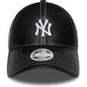 bone-curvo-preto-ajustavel-para-mulheres-9forty-topstitch-pu-da-new-york-yankees-mlb-da-new-era