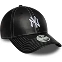 bone-curvo-preto-ajustavel-para-mulheres-9forty-topstitch-pu-da-new-york-yankees-mlb-da-new-era