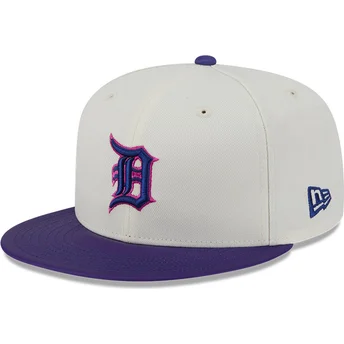 Boné plano bege e violeta justo 59FIFTY CLR DVLP da Detroit Tigers MLB da New Era