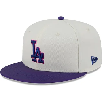 Boné plano bege e violeta justo 59FIFTY CLR DVLP da Los Angeles Dodgers MLB da New Era