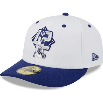 Boné curvo branco e azul justo 59FIFTY Player Jackie Robinson da Brooklyn Dodgers MLB da New Era