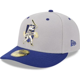 Boné curvo cinza e azul justo 59FIFTY Player Shohei Ohtani da Los Angeles Dodgers MLB da New Era