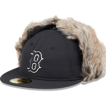 Boné plano preto justo 59FIFTY Winter Dog Ear da Boston Red Sox MLB da New Era