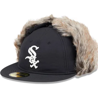 Boné plano preto justo 59FIFTY Winter Dog Ear da Chicago White Sox MLB da New Era
