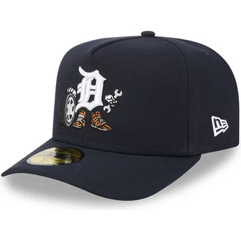 Boné curvo azul marinho justo 59FIFTY A Frame Cartoon da Detroit Tigers MLB da New Era