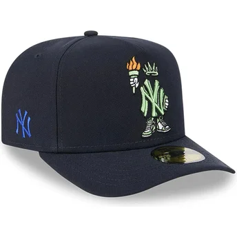 Boné curvo azul marinho justo 59FIFTY A Frame Cartoon da New York Yankees MLB da New Era