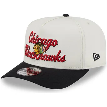 Boné curvo bege e preto snapback 9FIFTY A Frame Chainstitch da Chicago Blackhawks NHL da New Era