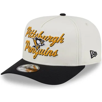 Boné curvo bege e preto snapback 9FIFTY A Frame Chainstitch da Pittsburgh Penguins NHL da New Era