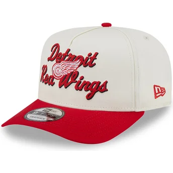 Boné curvo bege e vermelho snapback 9FIFTY A Frame Chainstitch da Detroit Red Wings NHL da New Era
