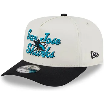 Boné curvo bege e preto snapback 9FIFTY A Frame Chainstitch da San Jose Sharks NHL da New Era