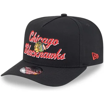 Boné curvo preto snapback 9FIFTY A Frame Chainstitch da Chicago Blackhawks NHL da New Era