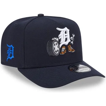Boné curvo azul marinho snapback 9FIFTY A Frame Cartoon da Detroit Tigers MLB da New Era