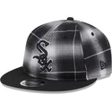 bone-plano-preto-snapback-9fifty-retro-crown-plaid-da-chicago-white-sox-mlb-da-new-era