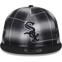 bone-plano-preto-snapback-9fifty-retro-crown-plaid-da-chicago-white-sox-mlb-da-new-era