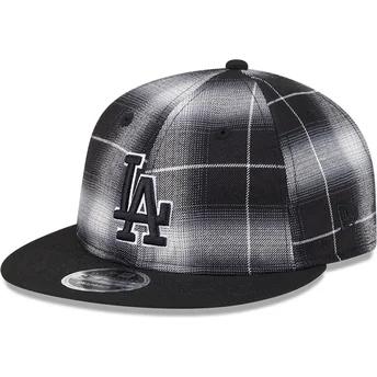 Boné plano preto snapback 9FIFTY Retro Crown Plaid da Los Angeles Dodgers MLB da New Era