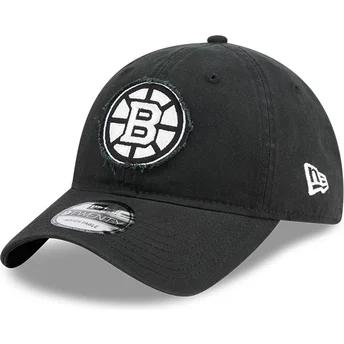 Boné curvo preto ajustável 9TWENTY Stamp da Boston Bruins NHL da New Era