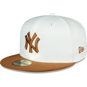 Boné plano branco e castanho justo 59FIFTY Chrome Toast...