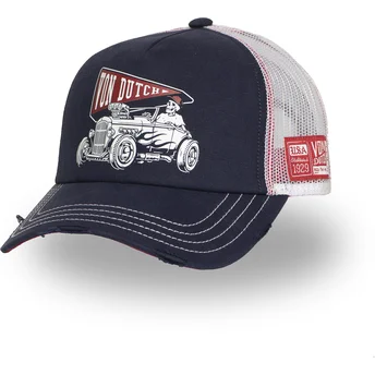 Boné trucker azul marinho e branco CREW26 da Von Dutch