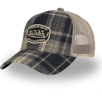 Boné trucker azul e bege CAR07 da Von Dutch