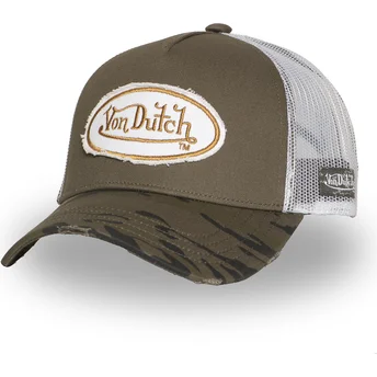 Boné trucker verde e branco KAM K da Von Dutch