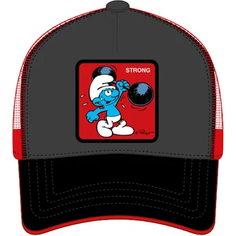 Boné trucker preto e vermelho Smurf Robusto SMU STRO Os Smurfs da Capslab