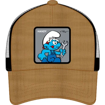 Boné trucker castanho e preto Smurf Gênio SMU HANDY Os Smurfs da Capslab