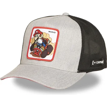Boné trucker cinza e preto Mario Kart SMK3 VRO Super Mario Bros. da Capslab