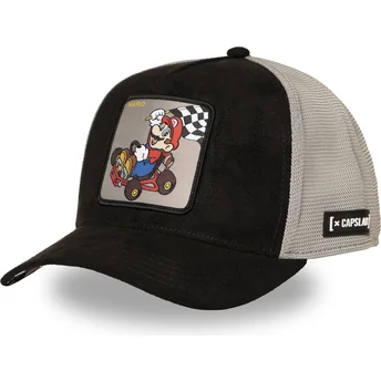 Boné trucker preto e cinza Mario Kart SMK3 CHE Super Mario Bros. da Capslab