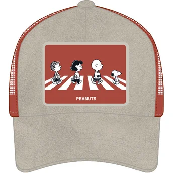 Boné trucker cinza e vermelho PEA5 PEA Peanuts da Capslab