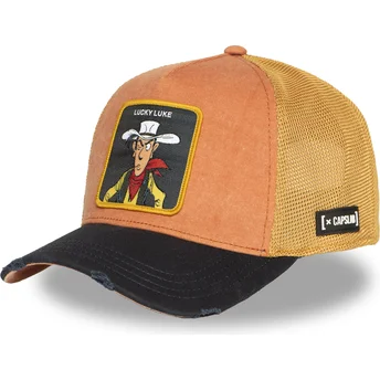 Boné trucker laranja e preto Lucky Luke LCK2 LOB da Capslab