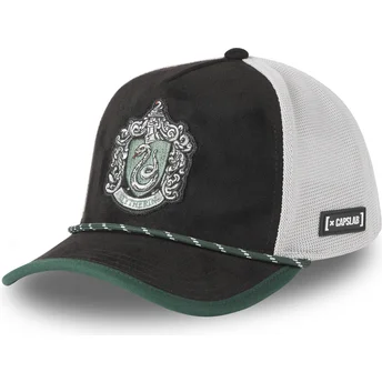 Boné trucker preto e branco Slytherin HP3 SLY Harry Potter da Capslab