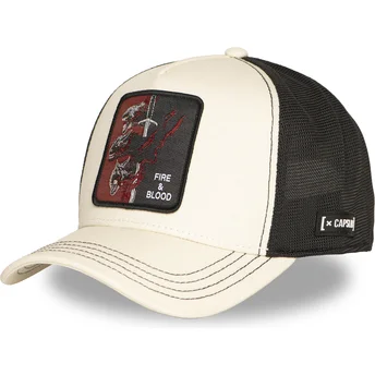 Boné trucker bege e preto Casa Targaryen Fire And Blood GOT TAR A Guerra dos Tronos da Capslab