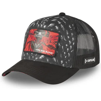 Boné trucker preto Dracarys Fire And Blood GOT BLO A Guerra dos Tronos da Capslab