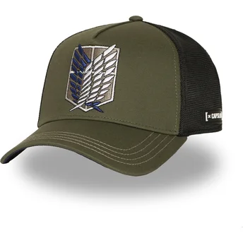Boné trucker verde e preto Tropa da Exploração AOT2 SCO Attack On Titan da Capslab
