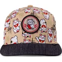 bone-plano-bege-e-preto-snapback-para-crianca-lucky-cat-linen-da-djinns