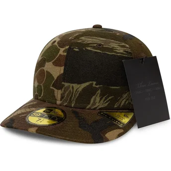 Boné curvo camuflagem justo 59FIFTY Pre-Curved Brushed Cotton Three Looms Woodland da New Era