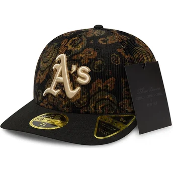 Boné curvo preto justo 59FIFTY Low Profile Floral Cord Three Looms Printed Corduroy da Oakland Athletics MLB da New Era
