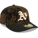 bone-curvo-preto-justo-59fifty-low-profile-floral-cord-three-looms-printed-corduroy-da-oakland-athletics-mlb-da-new-era