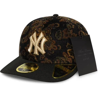 Boné curvo preto justo 59FIFTY Low Profile Floral Cord Three Looms Printed Corduroy da New York Yankees MLB da New Era