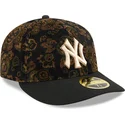 bone-curvo-preto-justo-59fifty-low-profile-floral-cord-three-looms-printed-corduroy-da-new-york-yankees-mlb-da-new-era