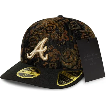Boné curvo preto justo 59FIFTY Low Profile Floral Cord Three Looms Printed Corduroy da Atlanta Braves MLB da New Era