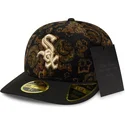 bone-curvo-preto-justo-59fifty-low-profile-floral-cord-three-looms-printed-corduroy-da-chicago-white-sox-mlb-da-new-era