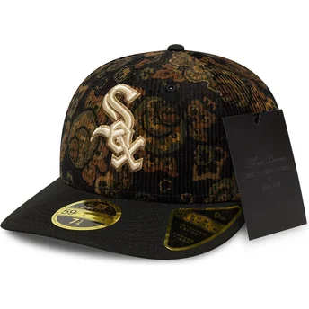 Boné curvo preto justo 59FIFTY Low Profile Floral Cord Three Looms Printed Corduroy da Chicago White Sox MLB da New Era