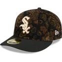 bone-curvo-preto-justo-59fifty-low-profile-floral-cord-three-looms-printed-corduroy-da-chicago-white-sox-mlb-da-new-era