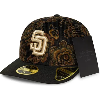 Boné curvo preto justo 59FIFTY Low Profile Floral Cord Three Looms Printed Corduroy da San Diego Padres MLB da New Era