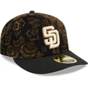 bone-curvo-preto-justo-59fifty-low-profile-floral-cord-three-looms-printed-corduroy-da-san-diego-padres-mlb-da-new-era