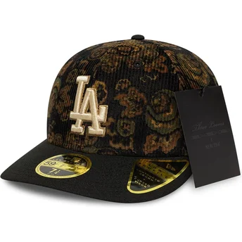 Boné curvo preto justo 59FIFTY Low Profile Floral Cord Three Looms Printed Corduroy da Los Angeles Dodgers MLB da New Era