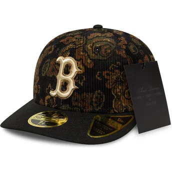Boné curvo preto justo 59FIFTY Low Profile Floral Cord Three Looms Printed Corduroy da Boston Red Sox MLB da New Era